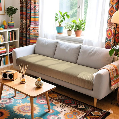 Hokway Couch Cushion Covers Stretch Cushion Covers Sofa Seat Cushion Slipcover Cushion Protector(Sand, Large)