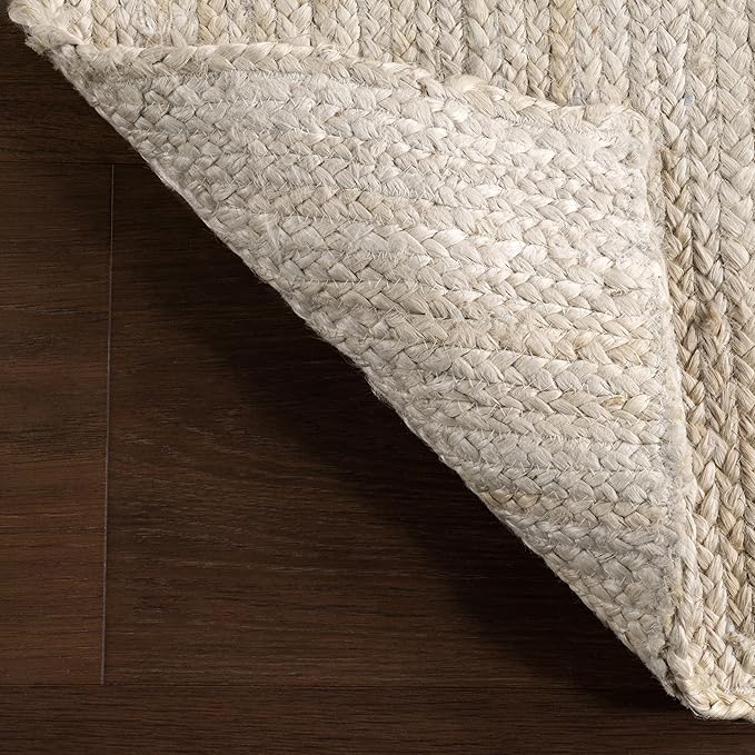 nuLOOM Oval 6x9 Rigo Jute Hand Woven Area Rug, Off White, Solid Farmhouse Design, Natural Fiber, For Bedroom, Living Room, Dining Room, Hallway, Office, Kitchen, Entryway
