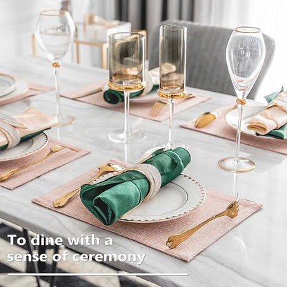 Home Brilliant Placemats Set of 6 Pink Apricot Table Place Mats for Women Wedding Decoration Blush Placemats Washable Place Mats for Dining Kitchen Restaurant Table, Pink