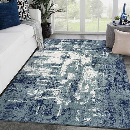 LUXE WEAVERS Abstract Modern Area Rug, Blue 6x9