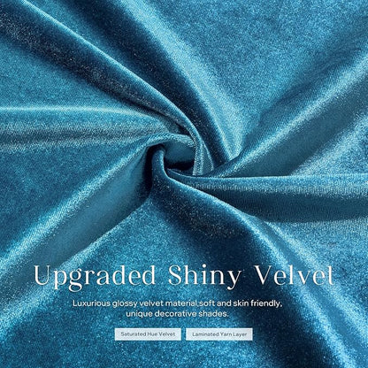 Phantoscope Pack of 2 Velvet Decorative Throw Pillow Covers Soft Solid Square Cushion Case for Couch Shiny Blue 18 x 18 inches 45 x 45 cm