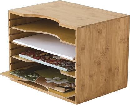 Lipper International 811 Bamboo Wood File Organizer with 4 Dividers, 12 3/4" x 9 1/4" x 9 1/2"