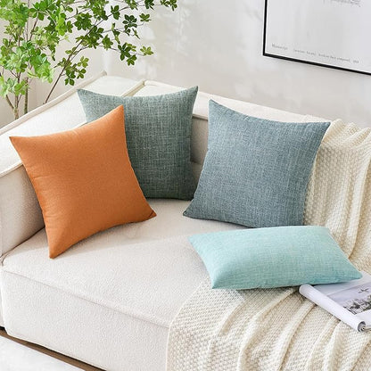 MIULEE Pack of 2 Decorative Linen Burlap Pillow Covers Farmhouse Boho Accent Pillowcases for Sofa Car Couch Bedroom Living Room Decor 20x20 Inch Burnt Orange