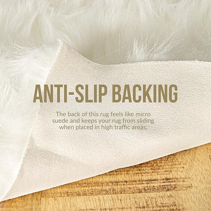 Luxe Gordon Faux Fur Rug with Soft and Fluffy Pile | Machine Washable Living Room Rug with Anti-Slip Backing | Cruelty-Free Area Rugs for Office or Bedroom, Black, 5 ft x 6 ft