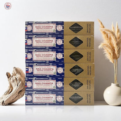 Satya Smudge Incense Stick – Hand-Rolled Indian Masala Incense for Meditation, Yoga & Spiritual Cleansing Pack of 6 (Smudge Nag Champa)