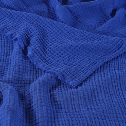 Muslin Blanket - Pure 100% Turkish Cotton Airy Soft Light Versatile Gauze Throw Blanket for Bed, Couch, Sofa (Blue, Throw Size (50" x 66" inch))