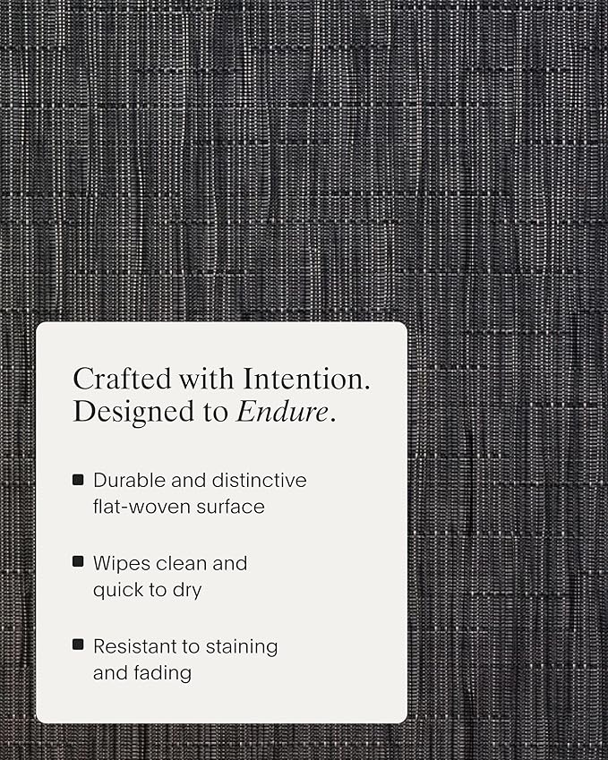 Chilewich Bamboo Placemats Set of 4 - Round Woven Placemats - Reusable, Stain-Resistant, Indoor/Outdoor Tabletop Protection - 15" - Smoke