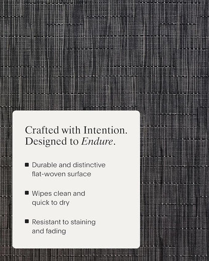 Chilewich Bamboo Placemats Set of 4 - Woven Oval Placemats - Reusable, Stain-Resistant, Indoor/Outdoor Tabletop Protection - 19" x 14" - Smoke