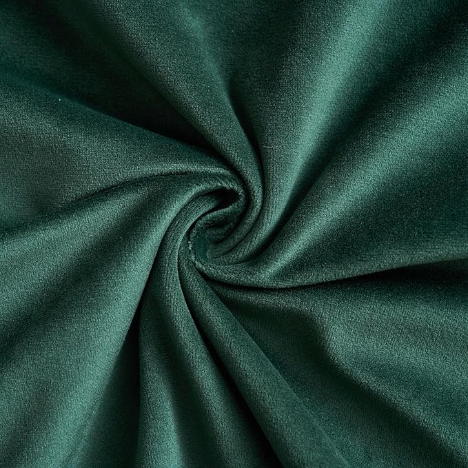 LIGICKY Set of 2 Christmas Dark Green Velvet Throw Pillow Covers Modern Minimalist Style Solid Decorative Red Rope Edging Soft Square Cushion Cases for Sofa Bedroom Party Décor, 18 x 18 inch