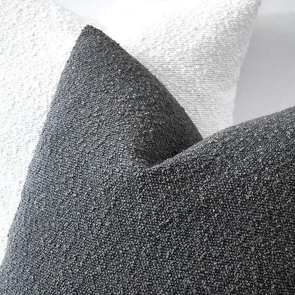 Boucle Decorative Throw Pillow Covers for Couch Set of 2, 22x22 inches, Charcoal