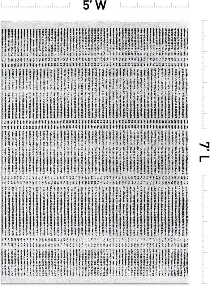 Rugshop Contemporary Stripe Lines High Traffic Living Room,Bedroom,Kitchen, Home Office Area Rug 5' x 7' Cream
