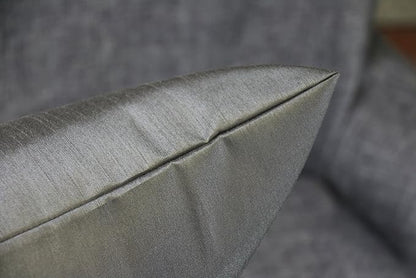 Aiking Home 12x18 Inches Faux Silk Rectangular Throw Pillow Cover, Zipper Closure, Charcoal (Set of 2)