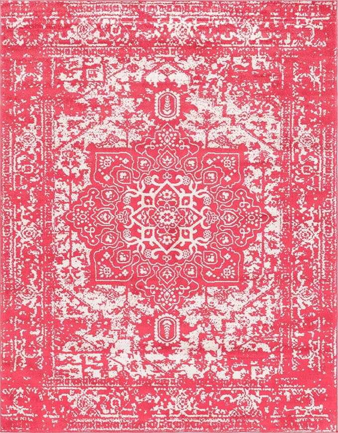 Rugs.com Arlington Collection Rug – 8' x 10' Pink Medium-Pile Rug Perfect for Living Rooms, Large Dining Rooms, Open Floorplans