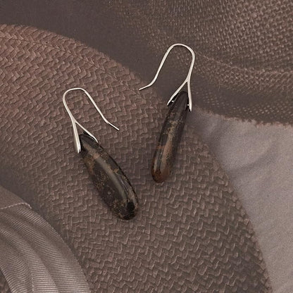 Natural Healing Stone Fishhoop Dangle Drop Earrings Statement Gold silver earrings