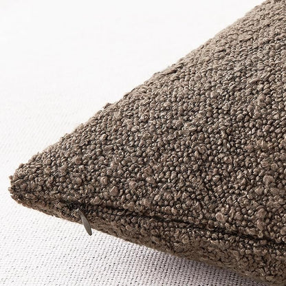 Mixhug Decorative Boucle Throw Pillow Covers, Chocolate Brown, 12 x 20 Inches, Pack of 2 - Textured Boho Pillow Covers for Couch and Bed