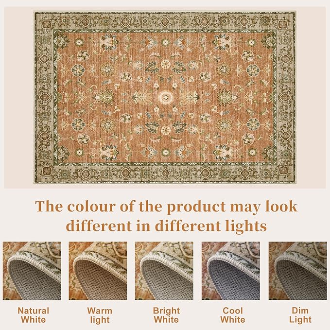 Tangsoo Washable Runner Rug for Hallway Non Slip, 2x6 Boho Floral Vintage Carpet Runner Rugs for Entryway, Floor Soft Low Pile Runners for Kitchen Bathroom Laundry Bedroom Alfombra Farmhouse