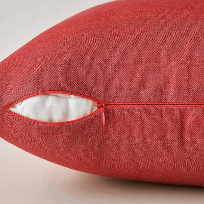 MIULEE Pack of 2 Decorative Linen Burlap Pillow Covers Farmhouse Accent Pillowcases for Sofa Car Couch Bedroom Living Room Decor 20x20 Inch Christmas Red