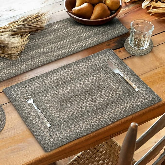 Homespice Grey Cloud Dining Placemats, Warm Country Decor, Set of 6, Grey - 13x19 Rectangle Table Mats - Vibrant Colors, Durable, Easy to Clean and Protects Furniture