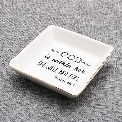 JoycuFF Inspirational Religious Gifts for Women Birthday Thanksgiving Day Christmas Gifts for Best Friend Sister Daughter Mom Aunt Christians Christian Jewelry Ring Trinket Dish Tray