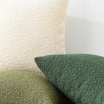 Mixhug Decorative Boucle Throw Pillow Covers, Forest Green, 20 x 20 Inches, Pack of 2 - Textured Boho Pillow Covers for Couch and Bed