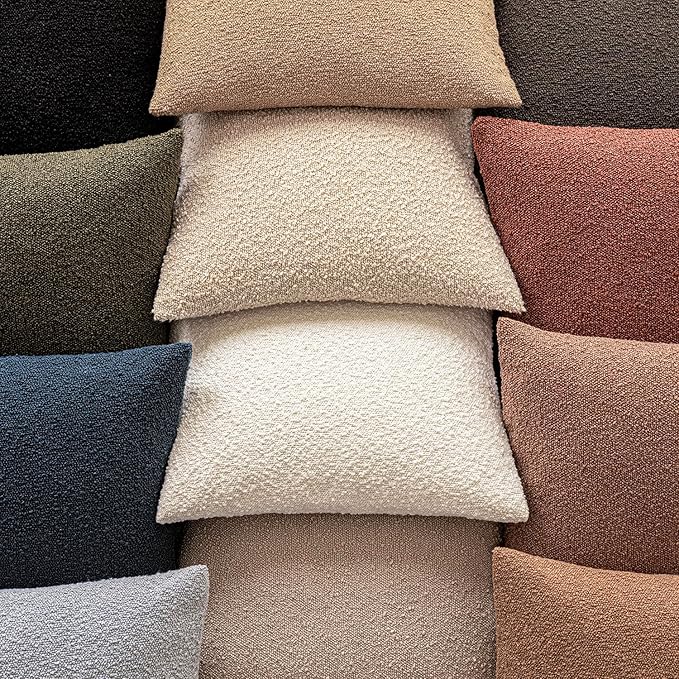 Foindtower Decorative Textured Boucle Throw Pillow Covers Accent Solid Pillow Cases Neutral Soft Cozy Couch Cushion Case for Chair Sofa Bedroom Living Room Home Decor 20x20 Inch,1PC,Light Khaki Tan