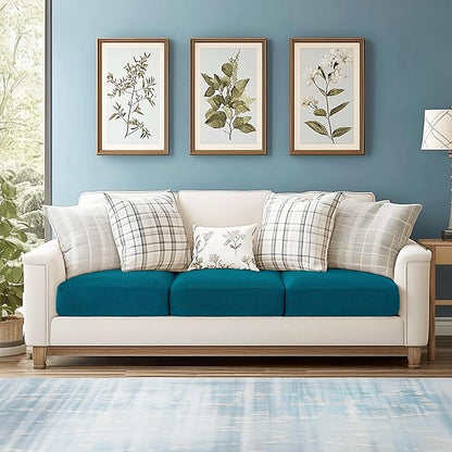 CHUN YI 3Piece Stretch Couch Cushion Covers, Sofa Seat Slipcovers for Pets, Suitable for Armchair Loveseat Sofa with Spandex Jacquard Washable Fabric(3Piece,Teal)