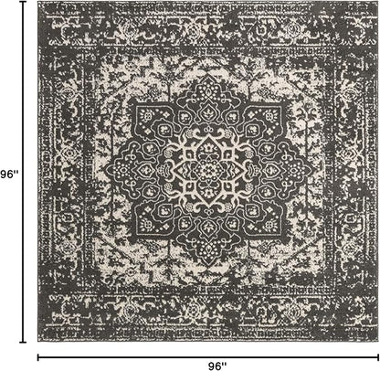 Rugs.com Arlington Collection Rug – 8 Ft Square Dark Grey Medium-Pile Rug Perfect for Living Rooms, Kitchens, Entryways