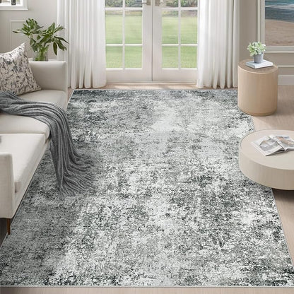 5x7 Area Rugs for Living Room, Washable Modern Abstract Large Area Rug Neutral Soft Non Slip Kids Rug Stain Resistant Indoor Carpet for Bedroom Nursery Dining Room Home Office(Grey, 5'x7')