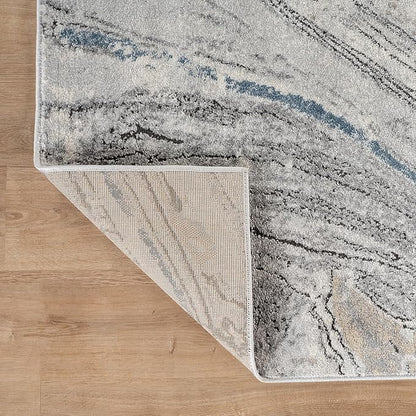 Rugshop Marble Swirl Distressed Gray Area Rug Modern Indoor Rug for Living Room, Bedroom, or Dining 2' 3" x 6' Runner Ideal for Hallway, Kitchen, Entryway, or Behind The Sofa