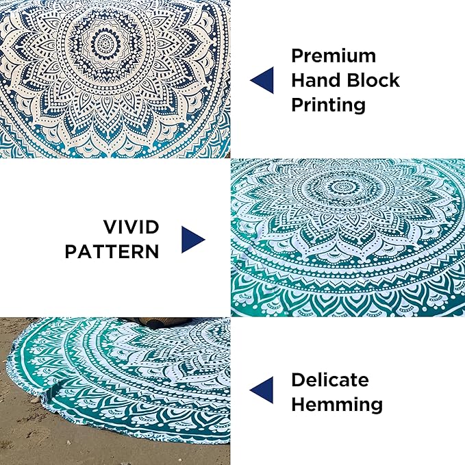 raajsee Indian Cotton Aqua Blue Tapestry Mandala Wall Hangings- Tapestry For Bedroom - Indie Wall Tapestry Hippie Room Decor - Boho Small Tapestrys Aesthetic 30x40 Inch