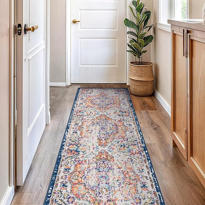 Rugshop Vintage Distressed Bohemian Area Rug for Living Room,Bedroom,Hallway Kitchen Entryway – Vibrant Multi-Color Tribal Design, 2'7" x 6'