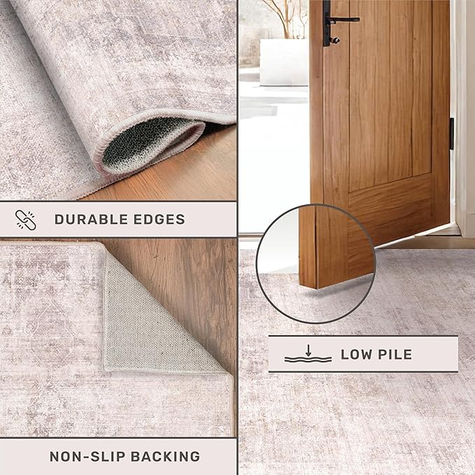 Modern Pink Abstract Area Rugs 9x12 for Living Room, Large Rug for Dining Room Under Table - Farmhouse Bedroom Rug Under Bed, Ultra Soft Washable Non Slip with Rubber Backing & Stain Resistant