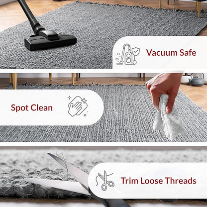 Nuloom Daniela Grey, 4' x 6', Handmade, Jute, Tassel, Soft and Textured, High Traffic, Stain Resistant, Easy Clean, Durable Area Rug for Bedroom, Living Room, Dining Space, Foyer, Entryway