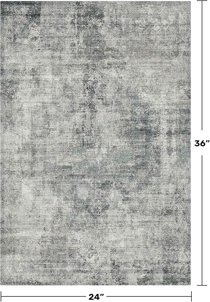 Slate Blue 2x3 Small Rugs for Entryway, Stain Resustant Waterproof Kitchen Rugs, Non Slip Washable Carpet for Bathroom, Low Pile & Soft Farmhouse Abstract Carpet