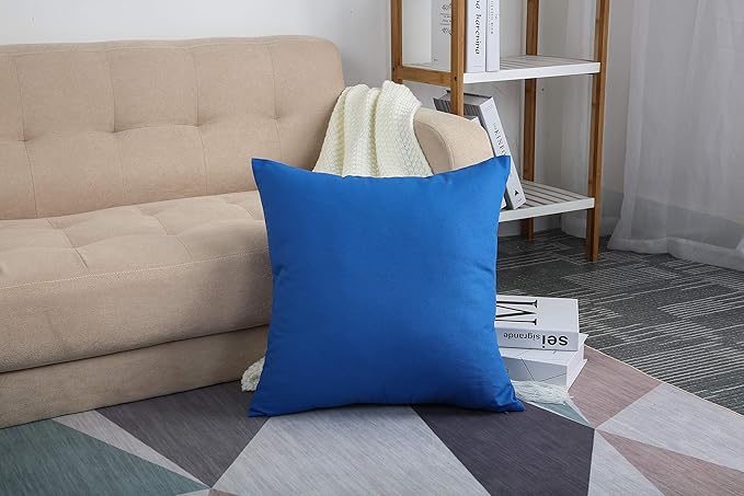 TangDepot Handmade Decorative Solid 100% Cotton Canvas Throw Pillow Covers/Pillow Shams, (26"x26", Bright Royal)