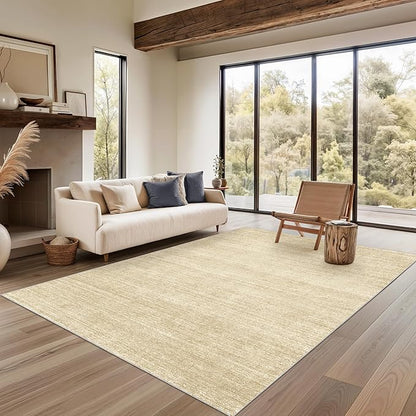 Valenrug Washable Rug 5x7 - Stain Resistant 5x7 Area Rugs for Living Room, Non Slip Backing Printed Rugs for Bedroom, Folable Machine Washable Area Rug (5'x7', Brown)