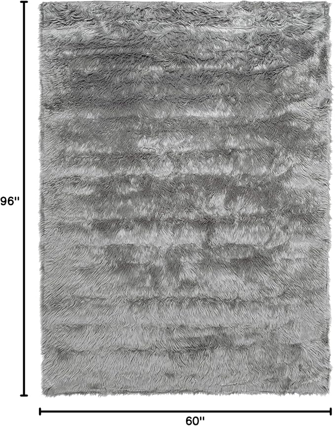 SAFAVIEH Faux Sheep Skin Collection 5' x 8' Grey FSS235D Silken Glam 2.35-inch Thick Area Rug