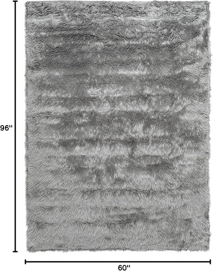 SAFAVIEH Faux Sheep Skin Collection 5' x 8' Grey FSS235D Silken Glam 2.35-inch Thick Area Rug
