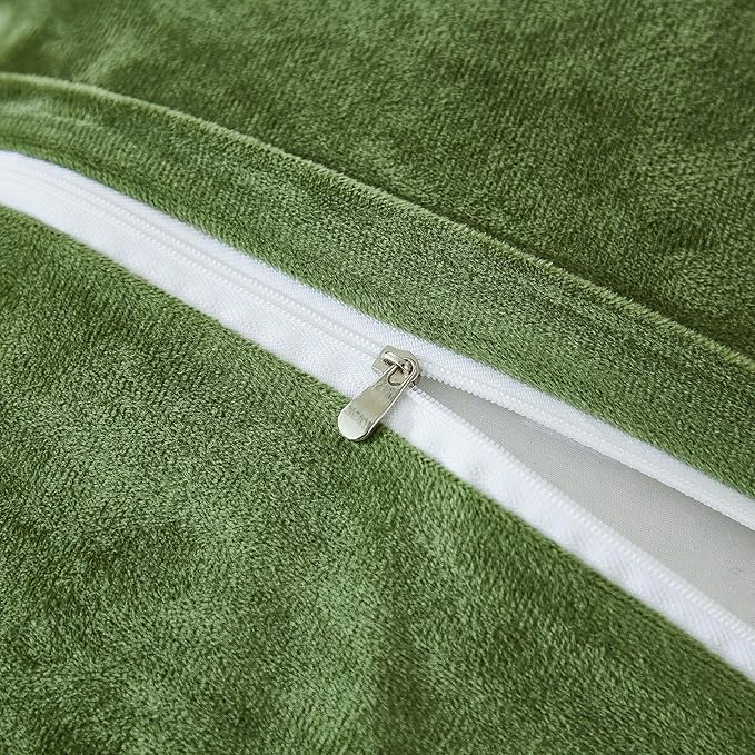 Uhamho Set of 2 Standard Pillowcases Faux Fur Throw Pillow Covers Queen Size Shams Soft Velvet Decorative Zipper Closure (Sage, 20"x26")