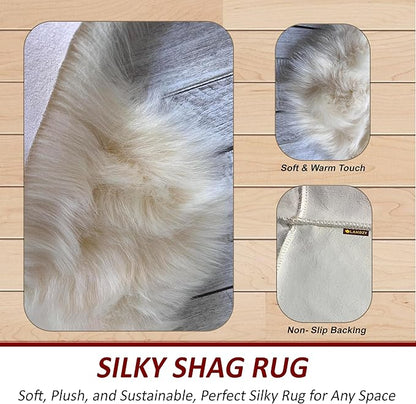 LAMBZY High Pile Super Soft Faux Sheepskin Rug (12'x15, Cream)