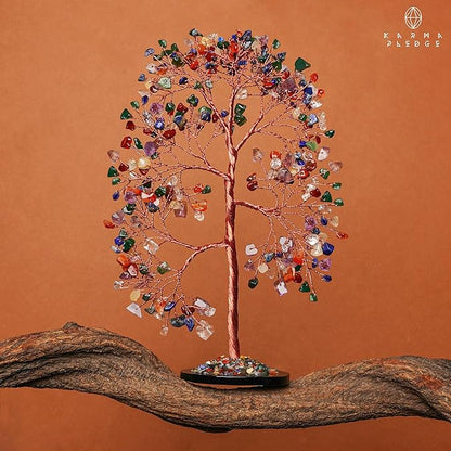 7 Chakara Crystal Trees for Home and Office Decoration, Chakra Healing Crystals Feng Shui Handmade Trees for Positive Energy, Money, Good Luck, Christmas Decor, Birthday Gifts for Women, Mom
