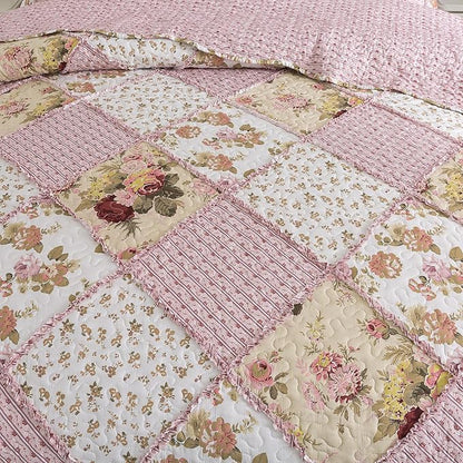 HoneiLife Queen Quilt Bedding Sets - Floral Quilt Bedding Sets 3-Piece 90x96, Lightweight Bedspreads Patchwork Coverlet Rustic Bedding Set All Season Quilts