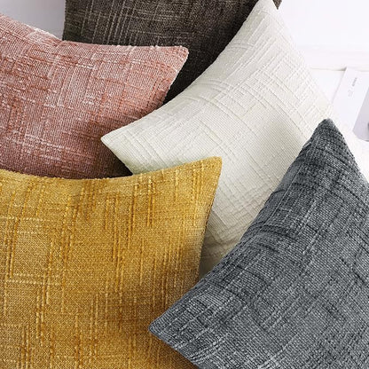 decorUhome Spring Pink Chenille Throw Pillow Covers 16x16 Set of 2 Textured Slubby Couch Pillow Covers Farmhouse Accent Modern Neutral Decorative Pillow Cases for Bed Sofa Living Room