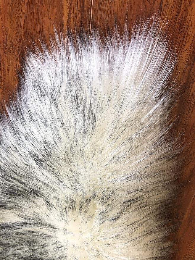 LAMBZY Faux Sheepskin Hypoallergenic,Super Soft Faux Bear Skin Silky Shag Rug (6'x9', White with Black Tips)