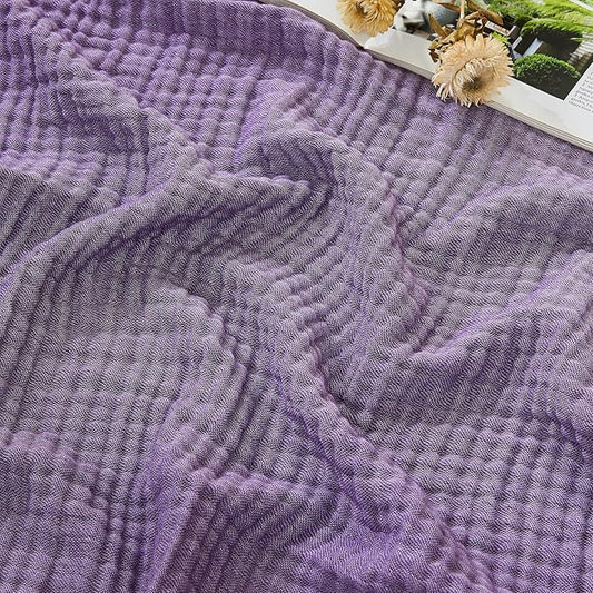 EMME Cotton Muslin Queen Blanket Bed Layering Breathable Gauze Blanket Soft Lightweight Blankets Adults (Purple, 90"x90")