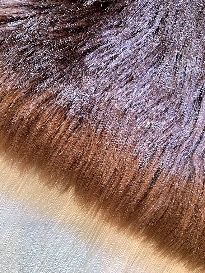 LAMBZY Faux Sheepskin Super Soft Hypoallergenic Silky Shag Rug for Living Room, Kids Room, Sofa (Octo 8 Pelts 6'x8', Brown)