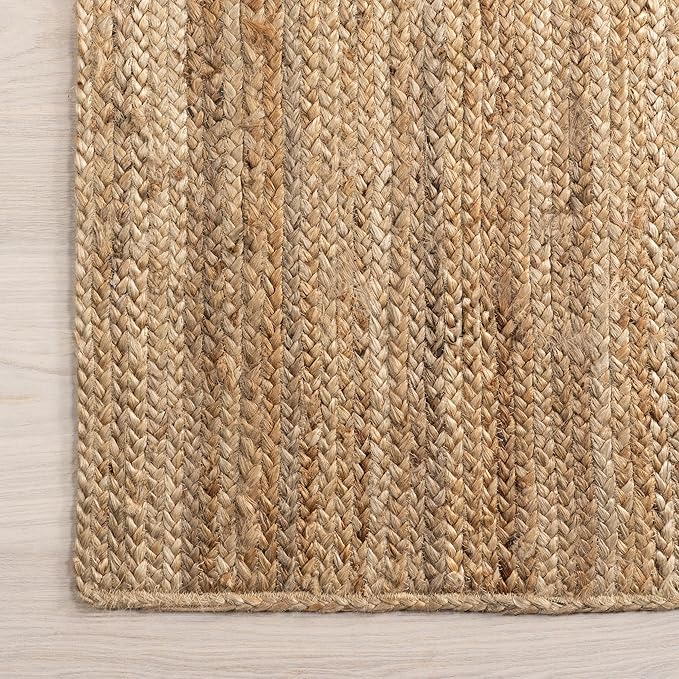 nuLOOM 3x5 Rigo Jute Hand Woven Area Rug, Natural, Solid Farmhouse Design, Natural Fiber, For Bedroom, Living Room, Dining Room, Hallway, Office, Kitchen, Entryway