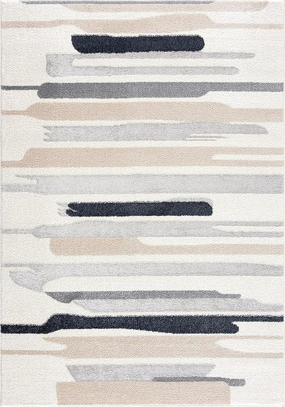 Abani Rugs Cream and Gray 4 ft. x 6 ft. Contemporary Neutral Paint line Area Rug. Superior Turkish Stain Resistant Area Rug