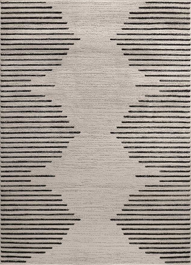 Rugshop Bohemian Stripe Stain Resistant High Traffic Living Room Kitchen Bedroom Dining Home Office Area Rug 12' x 15' Cream