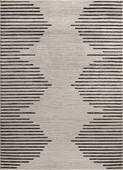 Rugshop Bohemian Stripe Stain Resistant High Traffic Living Room Kitchen Bedroom Dining Home Office Area Rug 12' x 15' Cream